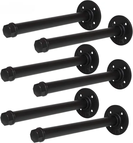 Acrux7 Paquete de 6 percheros de 10 pulgadas para montaje en la pared, barra de ropa industrial de tubería industrial, colgador de metal rústico