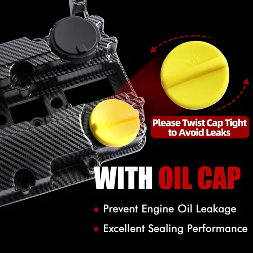 Vista 5 de MITZONE Cubierta de válvula de aluminio tipo tira de carbono compatible con Chevrolet Cruze 2011-2016 Sonic 2012-2020 Trax 2013-2021 Volt 2011-2015