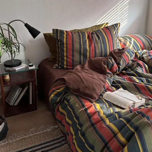 Vista 50 de mixinni Juego de funda de edredón vintage a rayas, tamaño twin, juego de ropa de cama de 3 piezas, 100% algodón lavado, suave y transpirable, funda