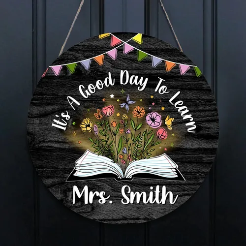 Vista 4 de Decoración para Puerta de Maestro NO es producto 3D, Letrero de Maestro Arcoíris Letrero de Bienvenida para Puerta de Maestro, Letrero de Puerta