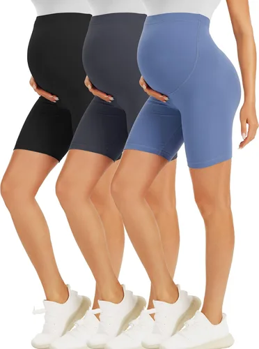 BONVIGOR Pantalones cortos de maternidad sobre el vientre, para entrenamiento, yoga, atlético, embarazo, pantalones cortos de descanso