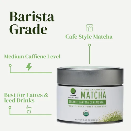 Vista 4 de Dr. Weil Matcha Kari - Té verde matcha orgánico en polvo - 30 gramos - Grado de barista japonés