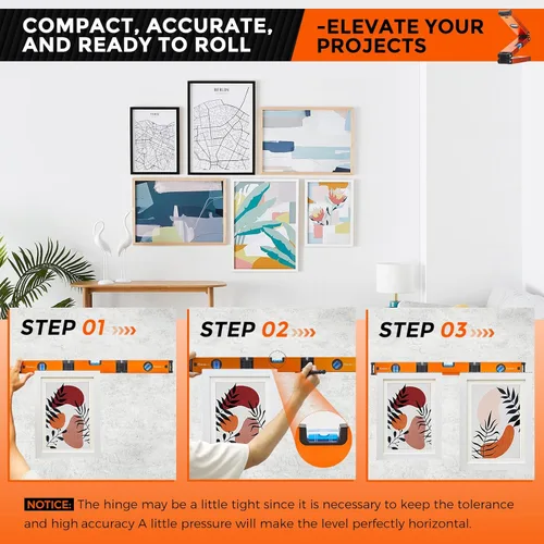 Vista 4 de SakerPlus Nivel plegable multifunción, herramienta de nivel de 24 pulgadas, medición multiángulo (45°/90°/180°), perfil de aluminio de alta