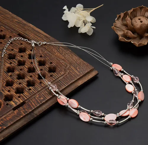 Vista 4 de Collar a capas con cristal para mujer, gargantilla con cadena de plata gruesa, regalo de cumpleaños para mujer