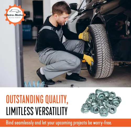 Vista 4 de Tuercas de corte de rosca PAL con emblema y adorno Retro-Motive - Se ajusta a pernos de 1/4" - Hexágono de 7/16" - (Cant.25) #1302