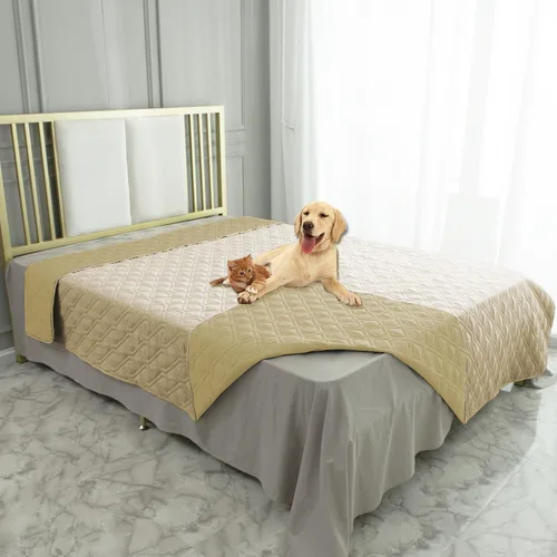 Vista 24 de Ameritex - Manta impermeable para cama de perro, manta reversible para muebles, cama, sofá (30 x 70 pulgadas, color chocolate y beige)