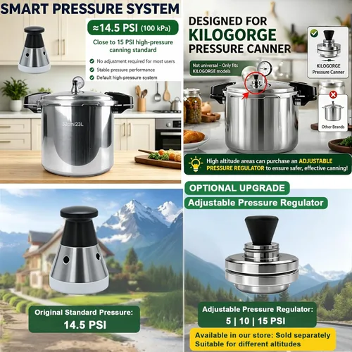 Vista 6 de olla de presión de 24 cuartos de galón y olla de presión para enlatado con manómetro, 14.5 PSI, práctico juego de iniciación de suministros
