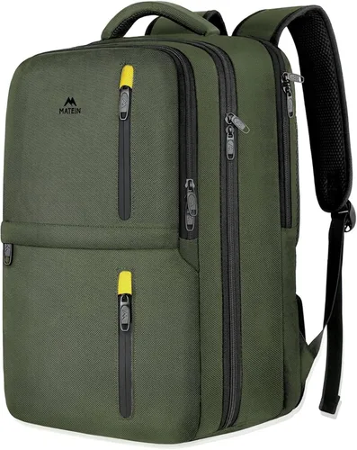 Vista 16 de MATEIN - Mochila de viaje para laptop, aprobada para vuelos, con compartimento para zapatos y puerto USB, equipaje resistente al agua, mochila