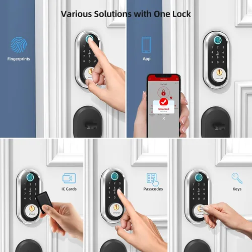 Vista 7 de Cerradura de puerta inteligente sin llave: Cerraduras inteligentes SMONET para puerta delantera, huella dactilar, entrada sin llave, electrónico