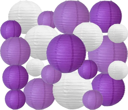 Vista 53 de BEISHIDA 10 Linternas de Papel Blancas Decorativas Chinas/Japonesas Colgantes Redondas de Papel Lámpara para Cumpleaños, Bodas, Navidad, Nupcial