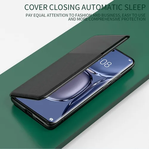 Vista 3 de Funda de cuero para Samsung Galaxy S22/S22 Plus/S22 Ultra 5G, S-View Flip Cover Control Smart Wake-Up Magnetic Book Folio Kickstand Funda protectora