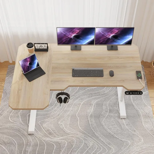 Vista 28 de Escritorio de pie de altura ajustable, 55 x 24 pulgadas, mesa de escritorio de pie para oficina en casa, escritorio de computadora de oficina