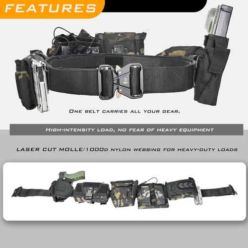 Vista 6 de Tactical Battle Belt Quick Release, 2" Inner Outer System with not snag Inner Belt and MOLLE Webbing for duty Law Enforcement