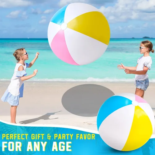 Vista 4 de Supervitae Pelotas de playa de arco iris gigantes de 27 pulgadas, bolas de playa inflables de verano para juegos acuáticos (2 piezas)