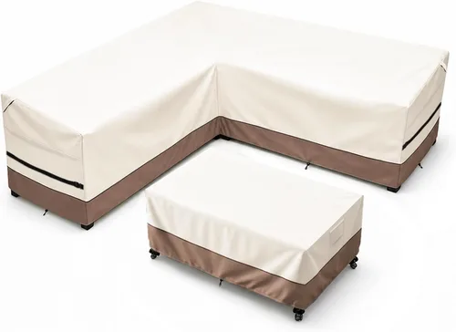 Vista 21 de okcool Funda modular para exteriores, fundas para muebles de patio en forma de V para muebles seccionales de 5 plazas, 85 pulgadas de largo x 33.5