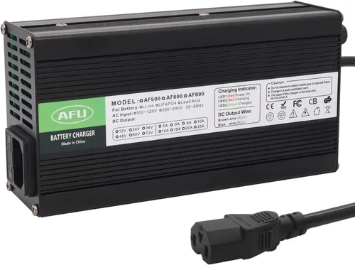 72V 5A Cargador 82.8V Cargador de batería de plomo ácido para 72V Batería de plomo ácido con ventilador de refrigeración (enchufe CC C13 N+L)