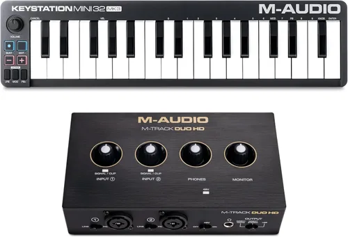 Vista 10 de M-AUDIO Keystation Mini 32 MK3 MIDI Controller Bundle con auriculares para grabación de estudio, producción de música, podcasting, transmisión
