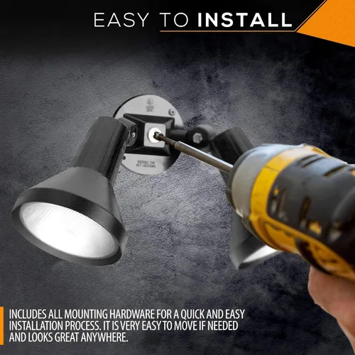 Vista 7 de Ciata Faro de Seguridad para Exteriores de 15" con 1 Cabezal, Cuerpo de Aluminio Fundido Resistente, 150W PAR38, Acabado Bronce Oscuro Resistente a