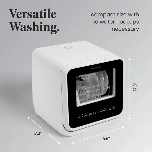 Vista 4 de Farberware Lavavajillas de mostrador portátil con tanque de agua incorporado de 5 litros - Sistema de 5 programas para hogar, RV y apartamento