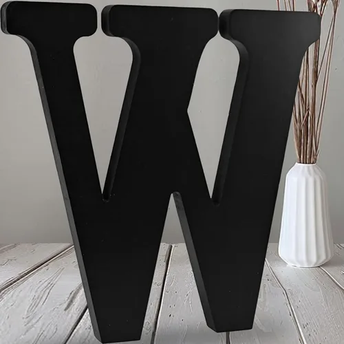 Vista 30 de AOCEAN Letras de madera negra de 12 pulgadas Letras de madera sin terminar para Halloween Letras decorativas de pie Rebanadas Tablero
