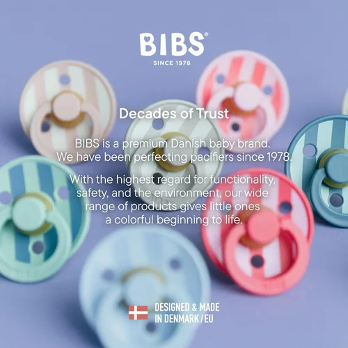 Vista 6 de BIBS - Chupetes de bebé, juego de 2 Studio Chupete redondo con tetina de goma natural sin BPA Chupete de látex libre de BPA Fabricado