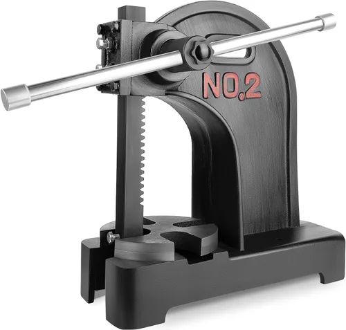 RQR Prensa de eje de 2 toneladas, prensas de eje resistentes, prensa manual de escritorio de hierro fundido para remachar, perforar agujeros,