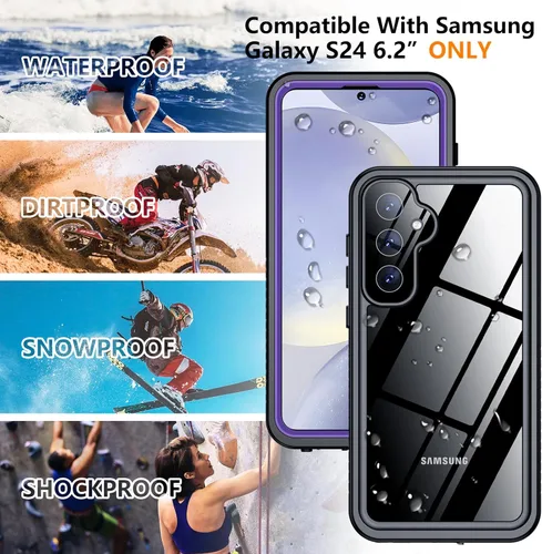 Vista 7 de Temdan - Funda diseñada para Samsung Galaxy S24, impermeable con lente y protector de pantalla incorporados