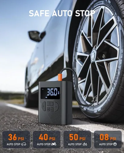 Vista 6 de Inflador de neumáticos, compresor de aire portátil, bomba de aire inalámbrica de 150 PSI para neumáticos de automóvil, bomba de neumáticos