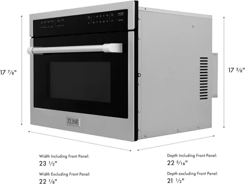 Vista 3 de ZLINE - Horno de microondas de convección integrado de acero inoxidable de 24 pulgadas con velocidad y sensor de cocción