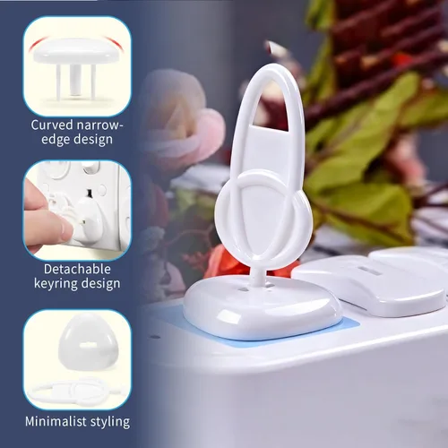 Vista 3 de Cubiertas de enchufe de seguridad para bebés, 32 unidades, para niños, para enchufes eléctricos, a prueba de enchufes, con 4 llaves para nosotros