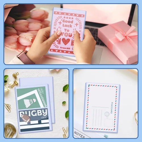 Vista 7 de Vmiapxo Paquete de 50 fundas de plástico duro de 4 x 6 pulgadas, funda impermeable para tarjetas de intercambio, tarjetas de béisbol deportivas