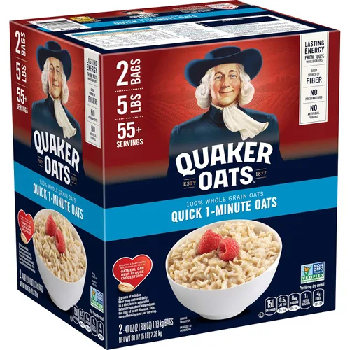 Quaker Avena rápida de 1 minuto, proyecto verificado sin OMG, 2.5 libras (paquete de 2)