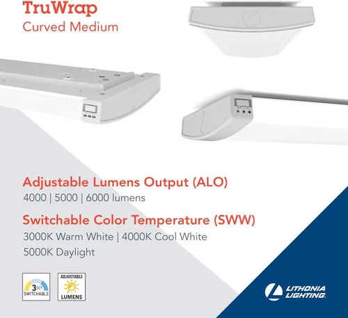 Vista 2 de Lithonia Lighting TruWrap - Lámpara de techo LED de 4 pies, luz LED envolvente de bajo perfil, lúmenes ajustables, seleccionable blanco