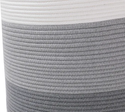 Vista 8 de Cesta de almacenamiento extra grande de 16 x 16 x 18 pulgadas con tapa, cestas de almacenamiento de cuerda de algodón, canasta de lavandería