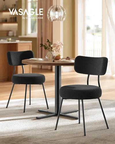 Vista 3 de VASAGLE - Juego de mesa de comedor redonda con 2 sillas tapizadas Blancanieves + blanco crema