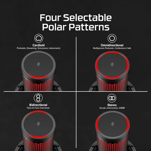 Vista 8 de HyperX QuadCast 2 - Micrófono USB para juegos, transmisión y podcasting, con controles integrados, iluminación LED, soporte de choque extraíble, PC