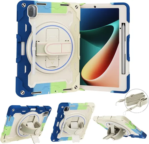 Vista 11 de Funda para Xiaomi Pad 5 / MiPad 5 Pro de 11 pulgadas 2021, resistente funda protectora a prueba de golpes para niños con soporte giratorio de 360°