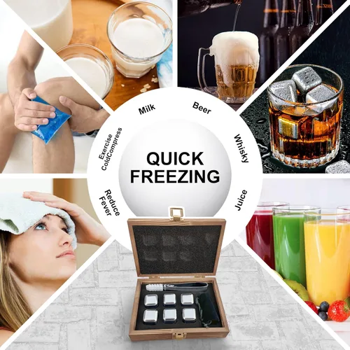 Vista 3 de Juego de 6 piedras de whisky personalizadas con caja de madera, juego de piedras de whisky grabadas para él