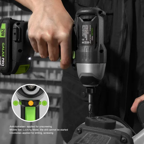 Vista 5 de GALAX PRO Impact Driver - Controlador inalámbrico hexagonal de iones de litio de 20 V de 1/4 pulgadas con luz de trabajo LED, 6 puntas