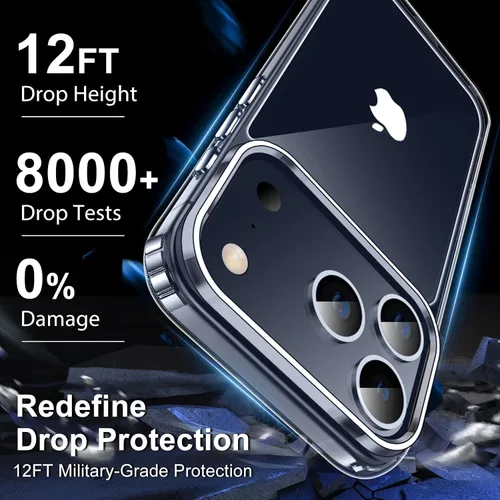 Vista 3 de MOZOTER Funda transparente para iPhone 17 Pro, antiamarilleo, antideslizante, a prueba de golpes, delgada y bonita funda para iPhone 17 Pro de 6.3