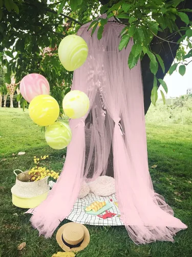 Vista 41 de ESUPPORT Toldo de cama de princesa, cúpula de encaje, mosquitera, tienda de campaña para colgar decoración del hogar, cortinas de red, rincón