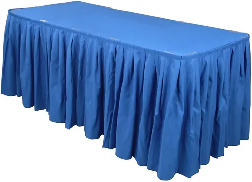 Vista 13 de LTC LINENS Falda de mesa negra para mesa rectangular de 6 pies, falda de mesa de 17 pies, tela de poliéster, mantel de banquete para bodas, bufés
