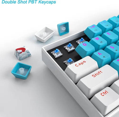 Vista 5 de Fogruaden Teclado mecánico 60%, teclado para juegos de 61 teclas, retroiluminación RGB, teclado compacto con cable 60% para jugadores de PC WinMac