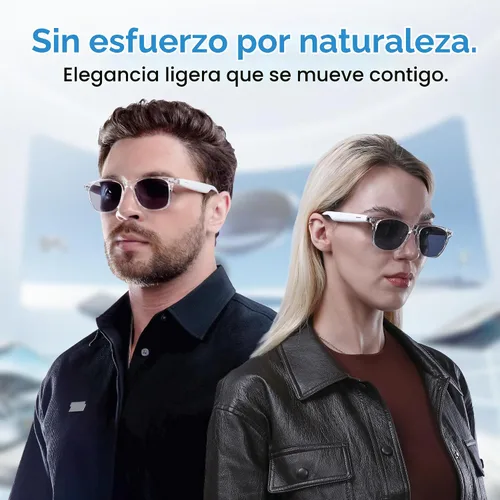 Vista 8 de AI Translator - Gafas de sol inteligentes, audio Bluetooth de oído abierto Eclipse negro