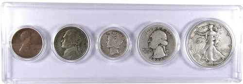 Vista 8 de Juego de 5 monedas coleccionables de 1934 en buen o mejor estado para regalo