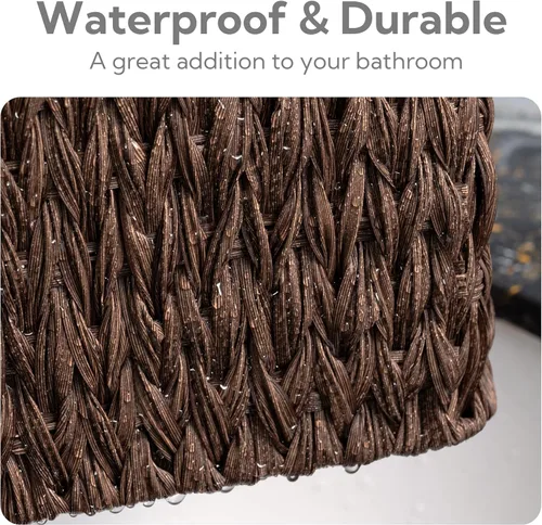 Vista 5 de GRANNY SAYS Cestas de mimbre para organizar, cestas de almacenamiento anidables para estantes, 1 cesta grande y 2 pequeñas de mimbre impermeable