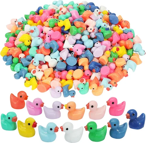 Rachan 130 piezas de mini patos de resina a granel para paisajes en miniatura, jardín, acuario, accesorios en maceta, juego de broma para el hogar,