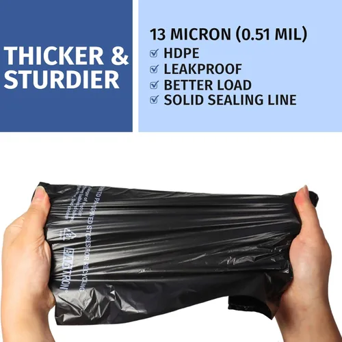 Vista 2 de Bolsas de transporte de camisetas Bagtron, bolsas de plástico desechables con asas para compras y restaurantes, 1/8 barril, 0.51 mils, color negro