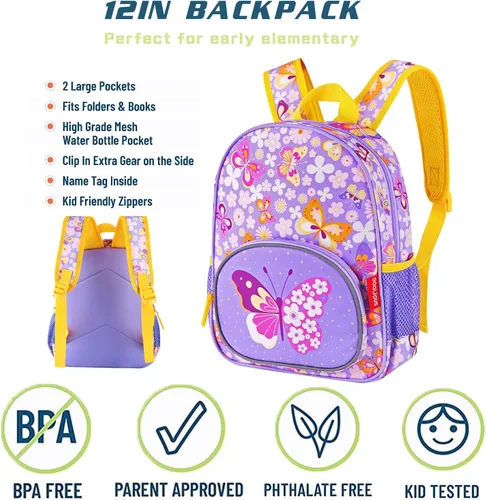 Vista 4 de Daaupus Juego de paraguas para niños con diseño de mariposas moradas