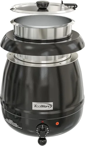 Vista 6 de KoolMore Calentador de sopa comercial con tapa con bisagras e inserto de olla extraíble para bufé, restaurante, fiesta, evento y catering, grande